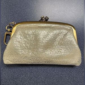 HOBO Go Cheer Framed Pouch in Pearled Sliver